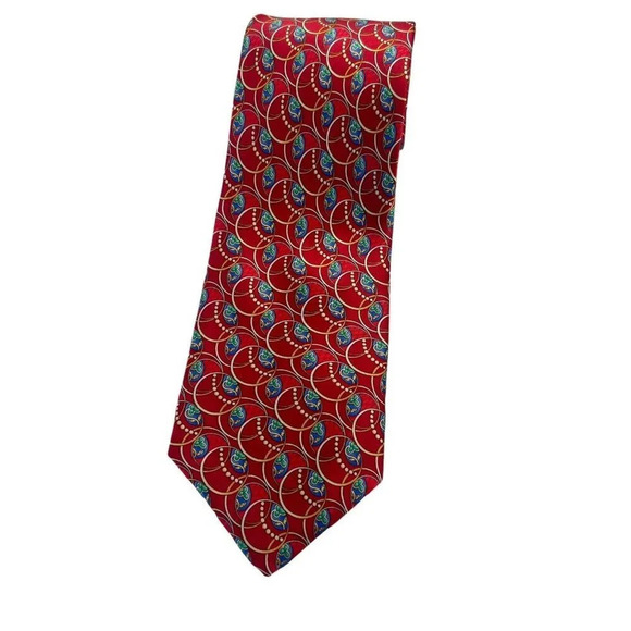 FABERGE Mens 100% Silk Necktie USA Designer Red Multicolor - Picture 3 of 8